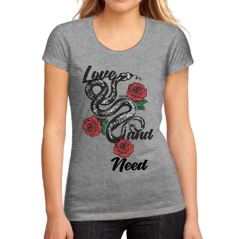 Women's Low-Cut Round Neck T-Shirt Love and Need Grey Marl