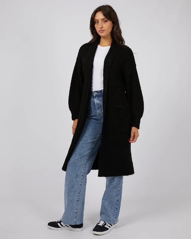 All About Eve Serena Long Line Cardigan Black