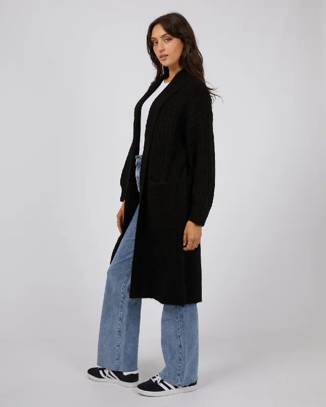 All About Eve Serena Long Line Cardigan Black