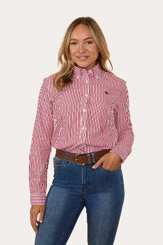 Birdsville Womens Semi Fitted Dress Shirt - Red