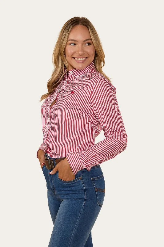 Birdsville Womens Semi Fitted Dress Shirt - Red