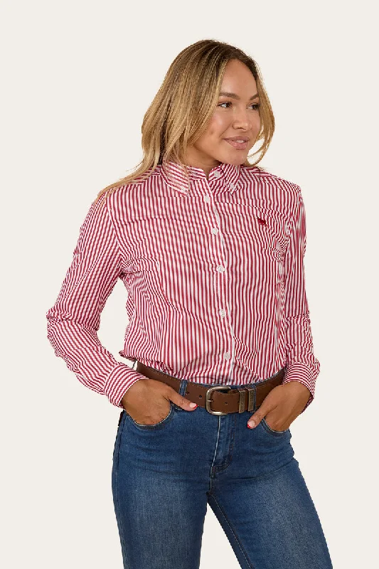 Birdsville Womens Semi Fitted Dress Shirt - Red