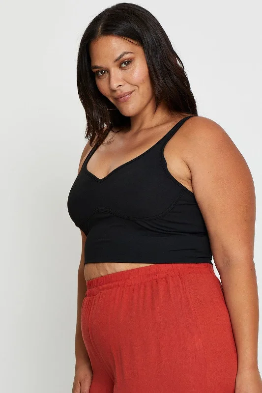 Black Tank Top Bust Seam Crop