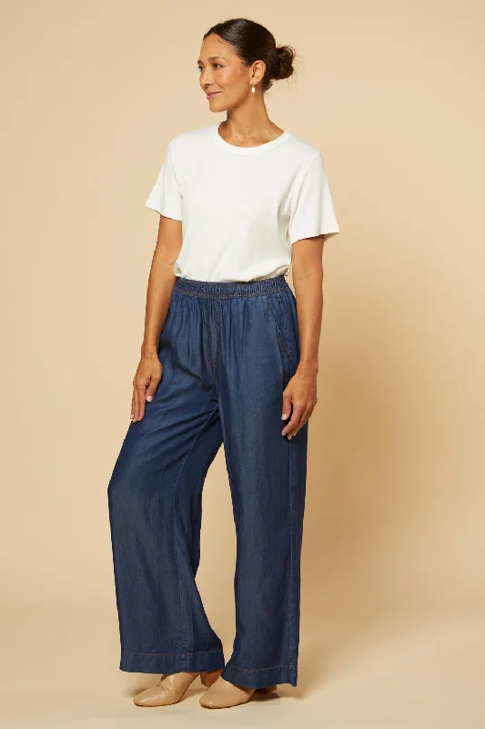 Breezy Relaxed Tencel Pant in Dark Wash