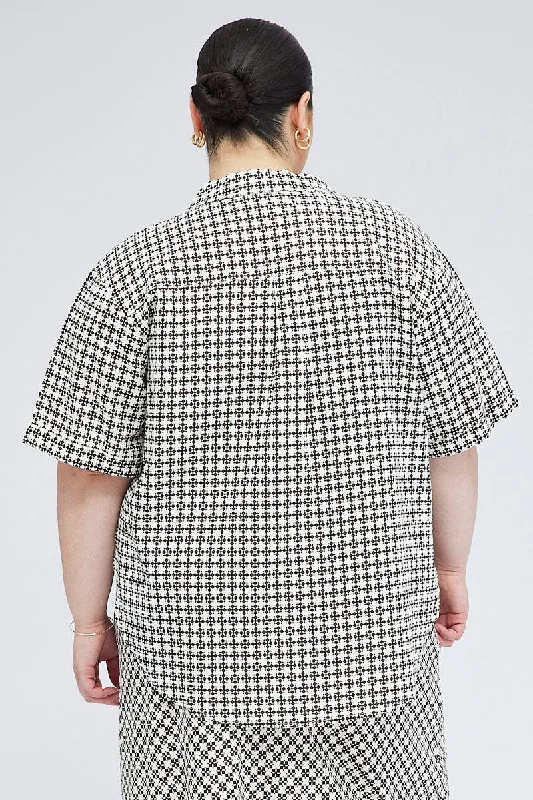 Brown Geo Relaxed Shirt Short Sleeve