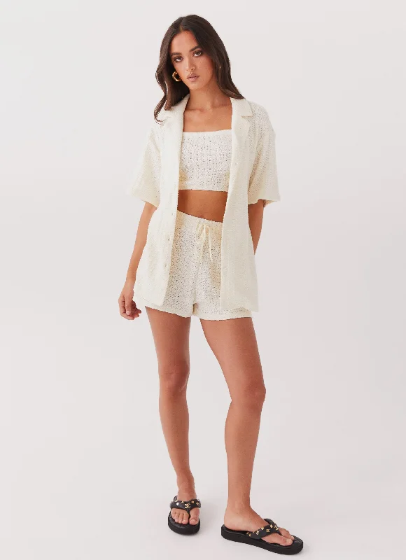 By The Bay Oversized Knit Shirt - Ivory