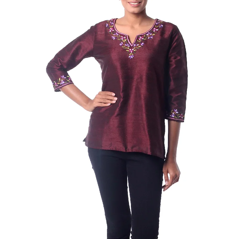 Classy Wine Multicolor Silk Tunic