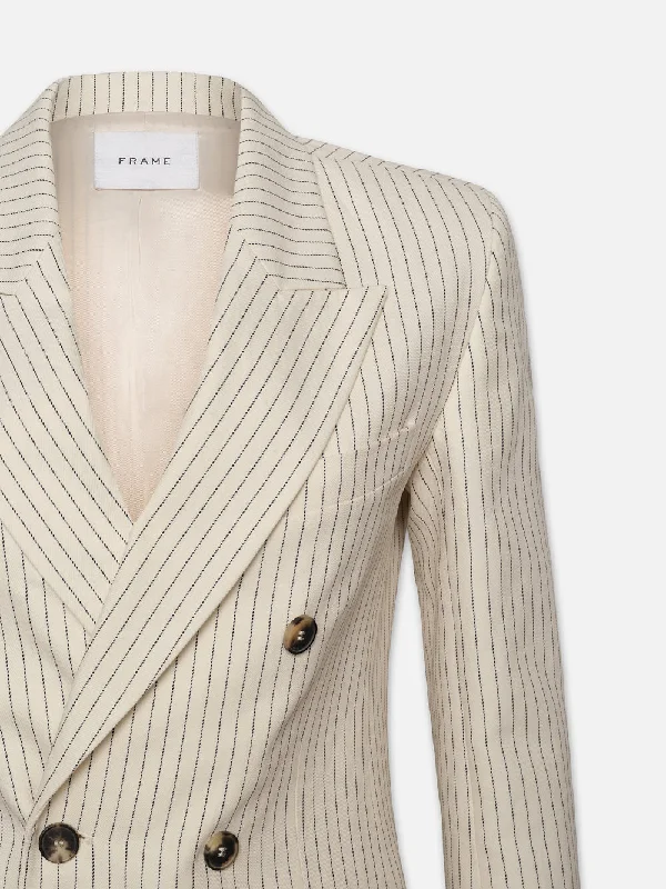 Double Breasted Blazer -- Cream Multi