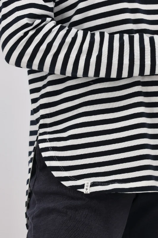 Elm Lauren L/S Stripe Tee White & Navy Stripe