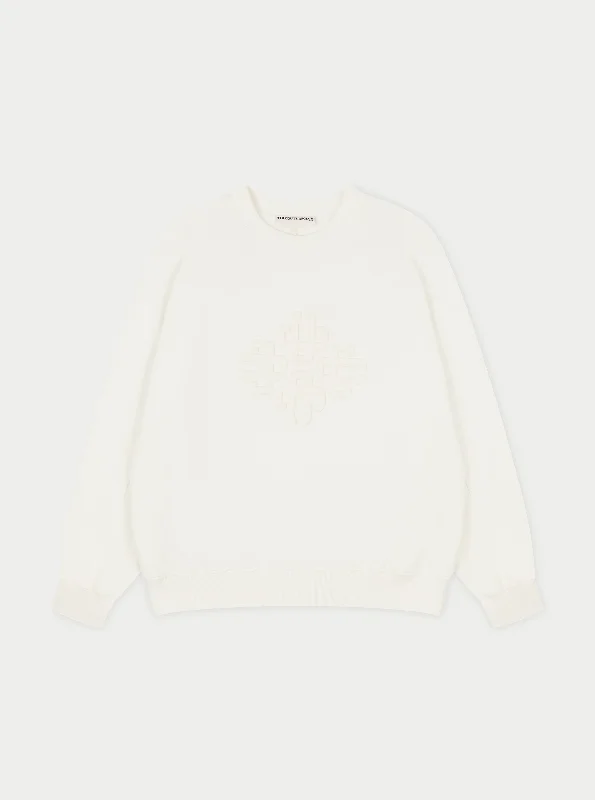 EMBLEM EMBOSSED OVERSIZED SWEATSHIRT - OFF WHITE