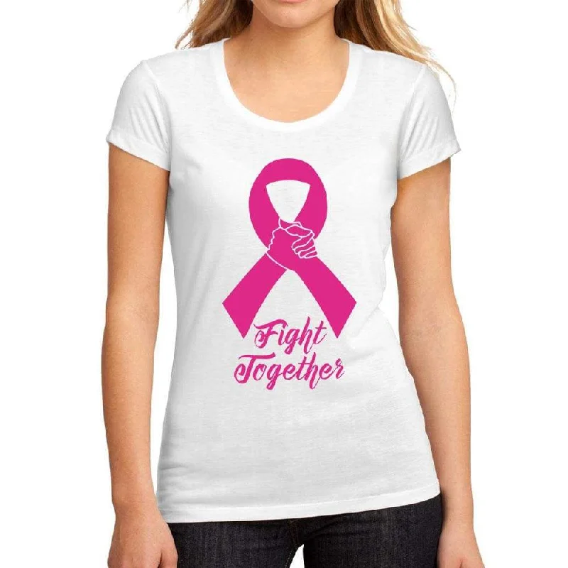 Women's Graphic T-Shirt Fight Cancer Together White