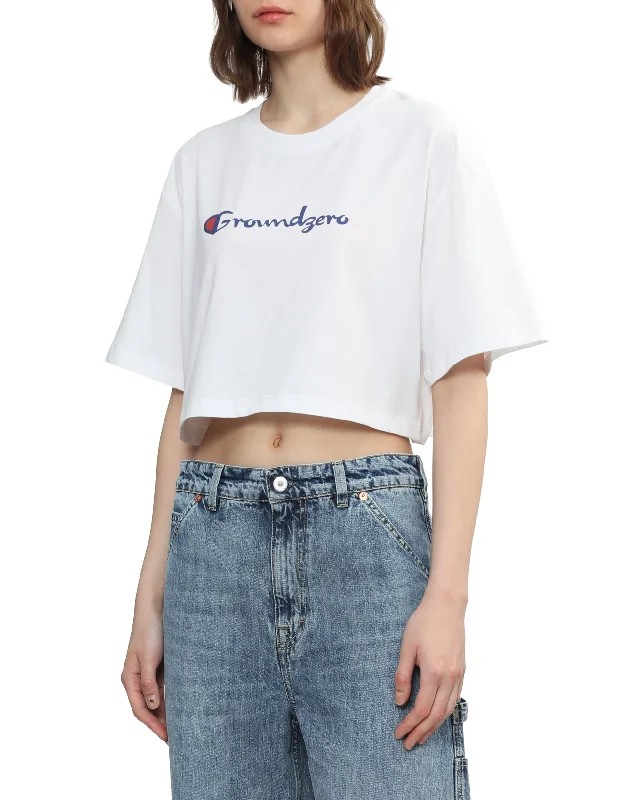 Cropped Logo-Print T-shirt