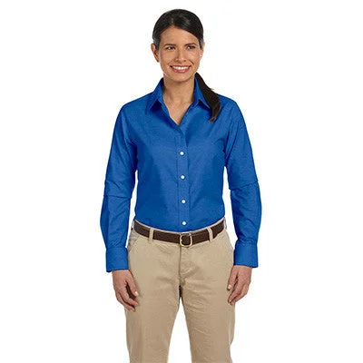 Harriton Ladies Long-Sleeve Oxford with Stain-Release