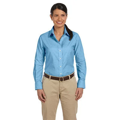 Harriton Ladies Long-Sleeve Oxford with Stain-Release