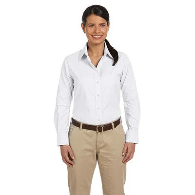 Harriton Ladies Long-Sleeve Oxford with Stain-Release