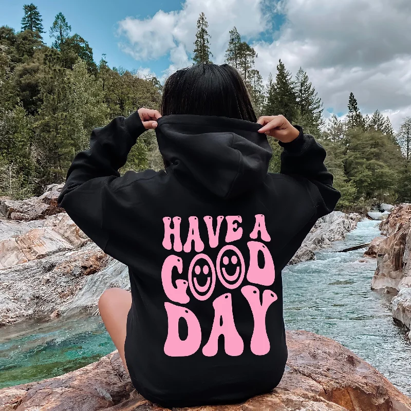 Have A Good Day Aesthetic Hoodie Inspirational Positive Smile Face Hoodie Good Vibes Hoodie Aesthetic Clothing Boho Teenager Gift PD457