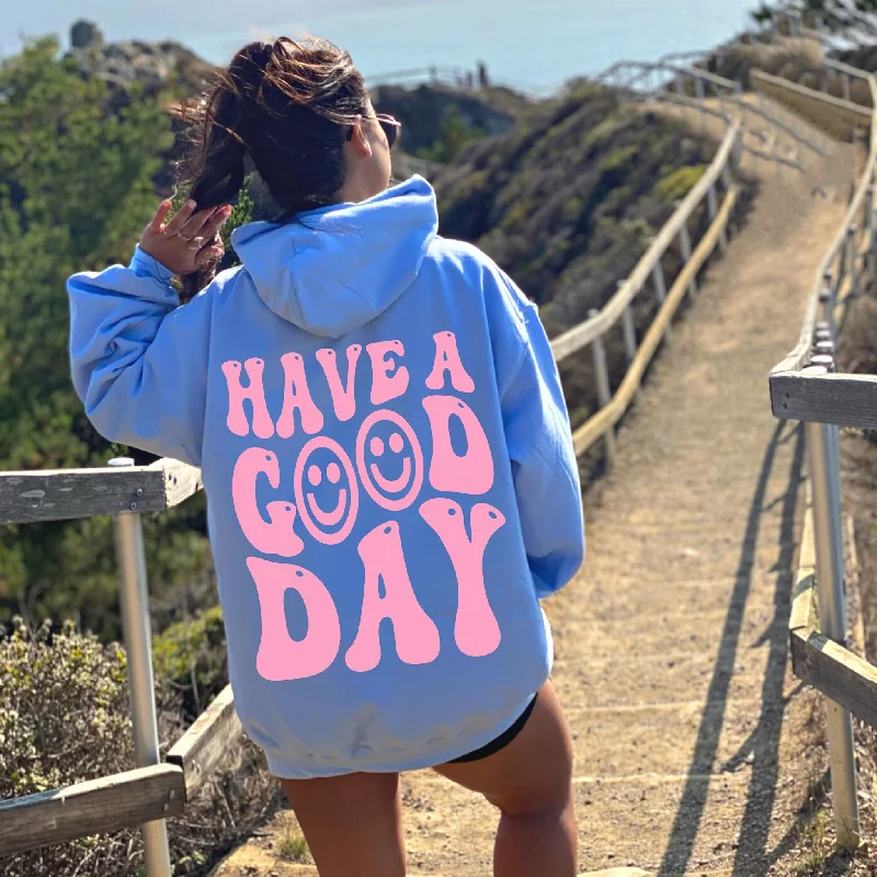 Have A Good Day Aesthetic Hoodie Inspirational Positive Smile Face Hoodie Good Vibes Hoodie Aesthetic Clothing Boho Teenager Gift PD457