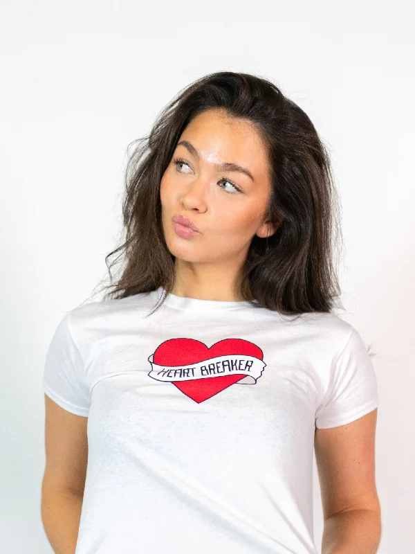 HEART BREAKER, BABY TEE - HVID