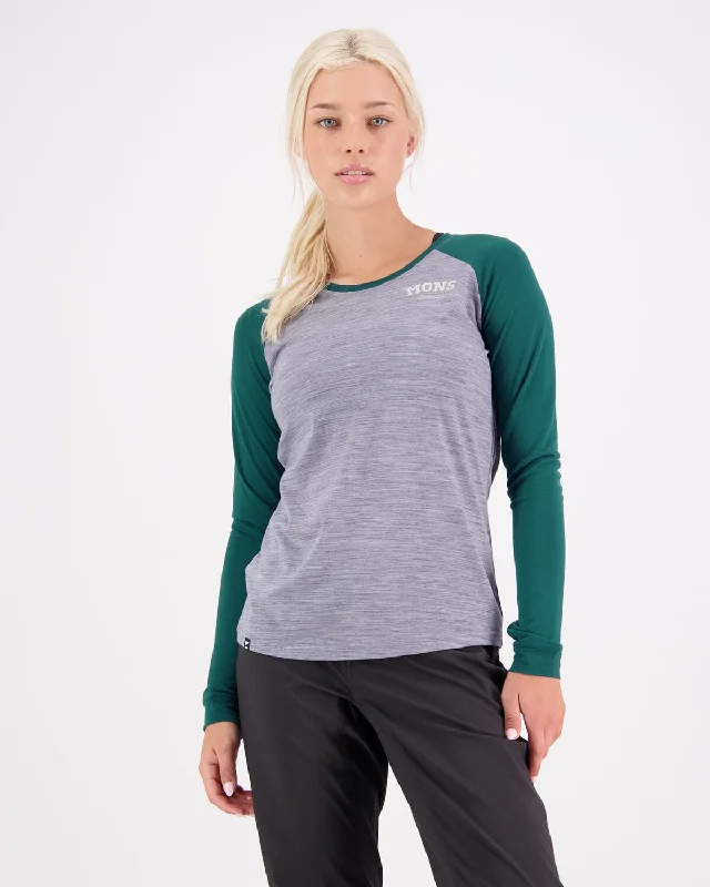 Icon Merino Air-Con Raglan - Grey Heather / Evergreen