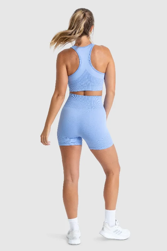 Impact Solid High-Neck Crop - Baby Blue