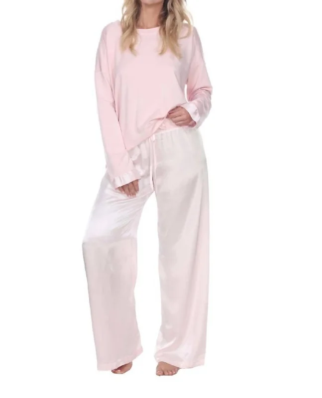 Izzy French Terry Sweatshirt With Satin Cuffs In Blush