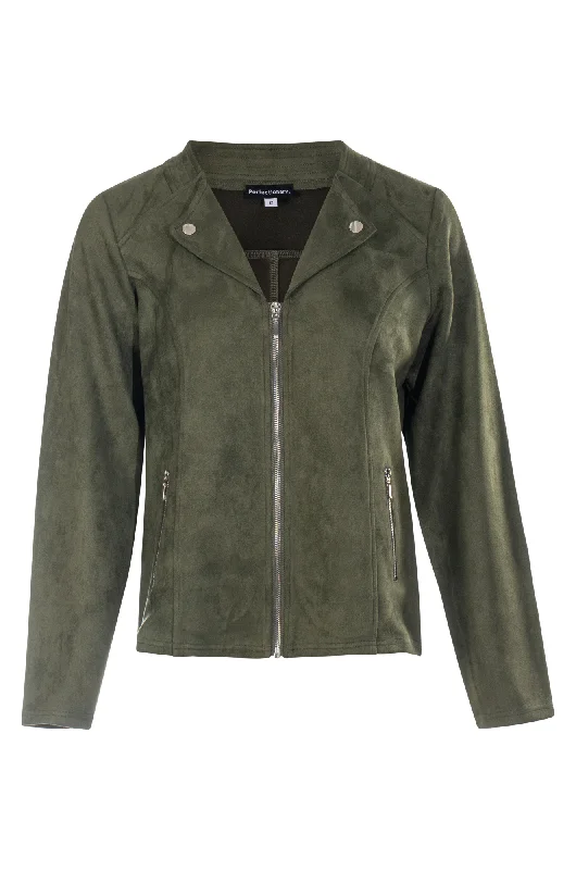 Suede Look Jacket | OLIVE | 4062ZZ