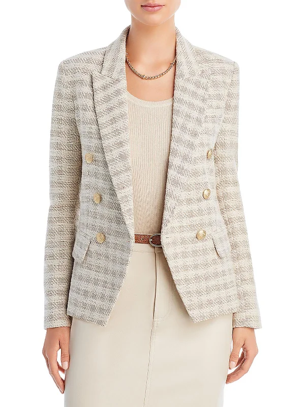 Kenzie Womens Tweed Office Double-Breasted Blazer