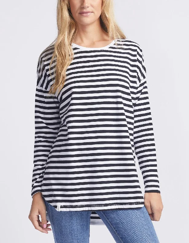 Lauren Stripe Long Sleeve Tee - Black & White Stripe