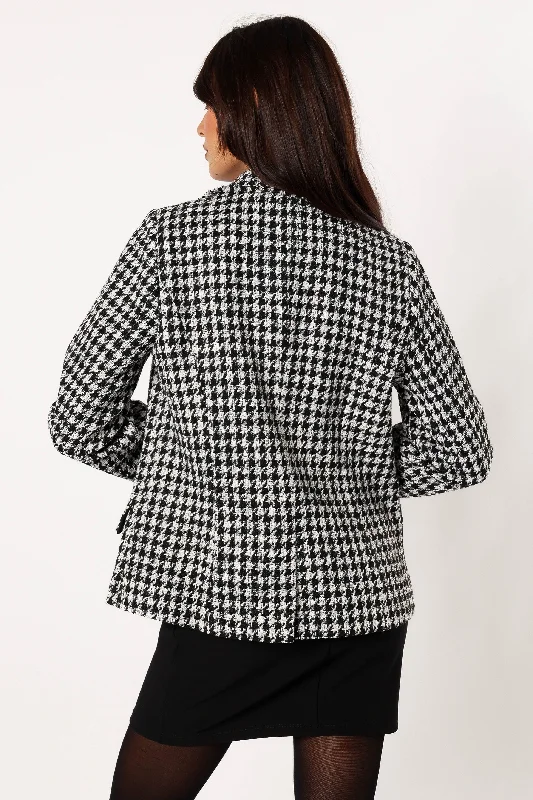 Leighton Houndstooth Blazer - Cream