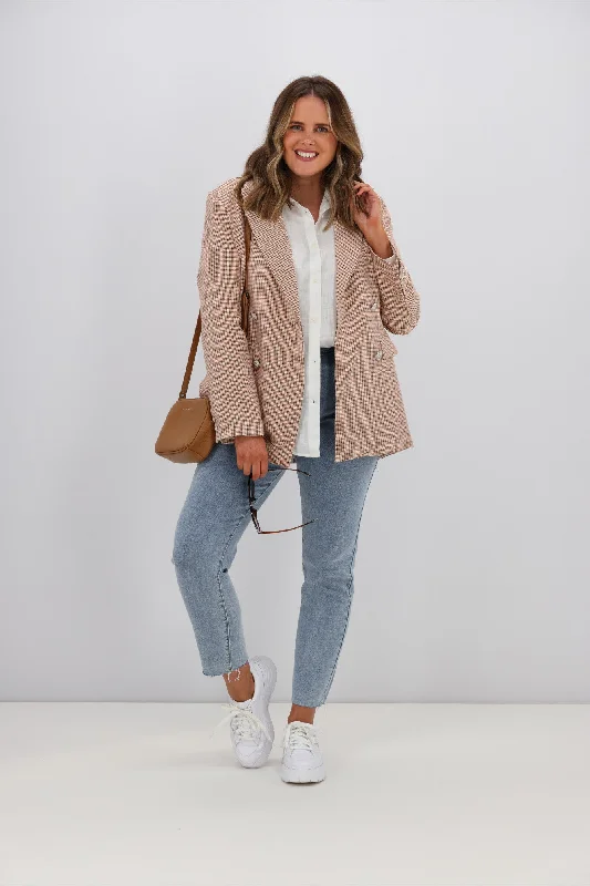 Leoni Boyfriend Blazer Beige Check