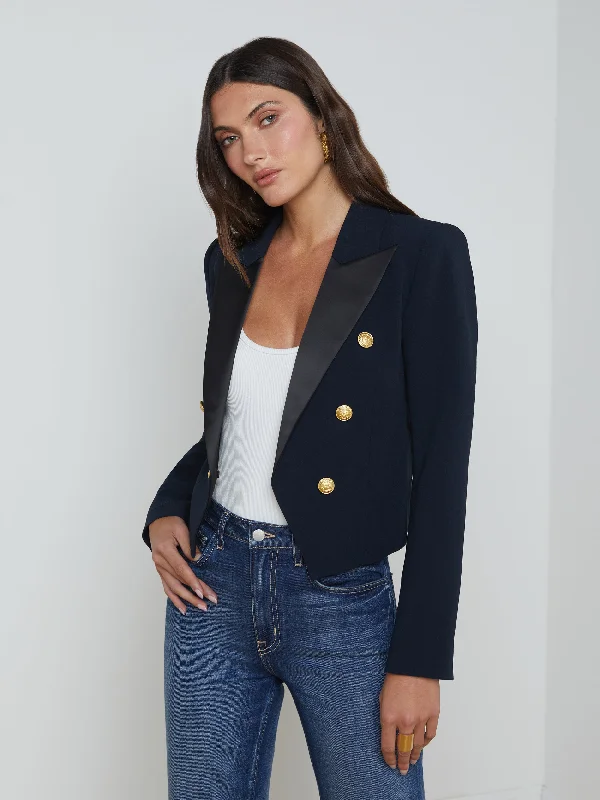 Lila Satin Lapel Blazer