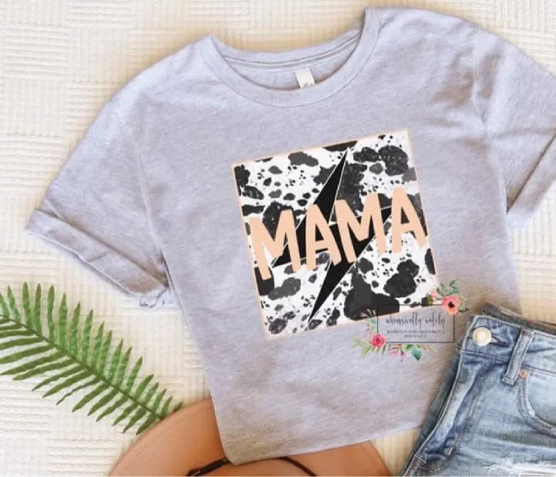 Mama (cow print/lightning bolt)