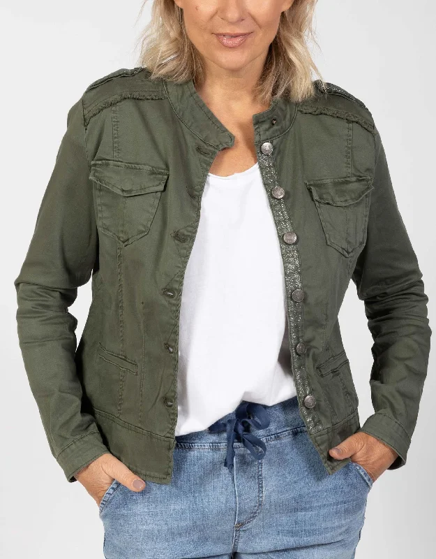 Military Denim Jacket - Khaki