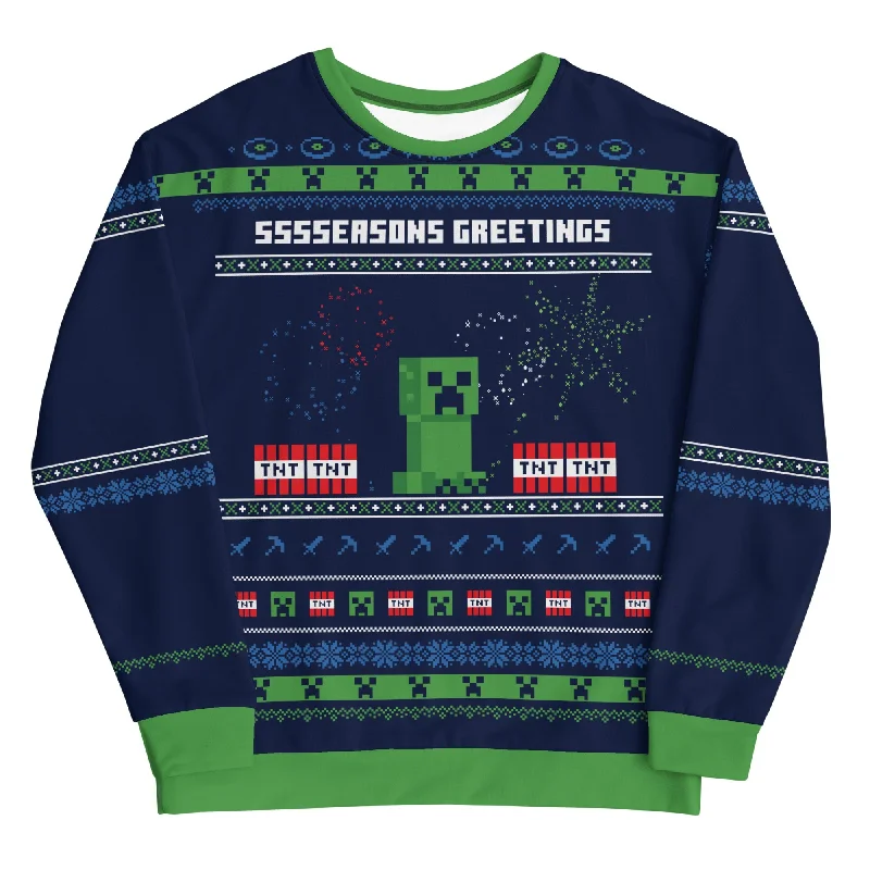 Minecraft Seasons Greetings Creeper Holiday Sweatshirt