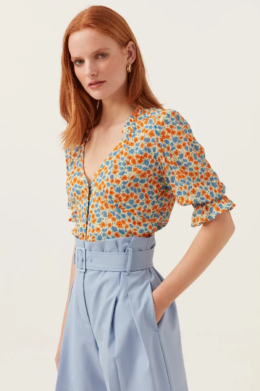 Mini Bloom Floral Puff Sleeve Top