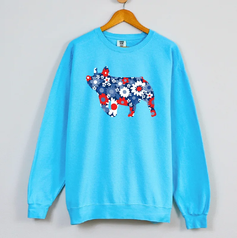 Patriotic Daisy Pig Crewneck (S-3XL) - Multiple Colors!