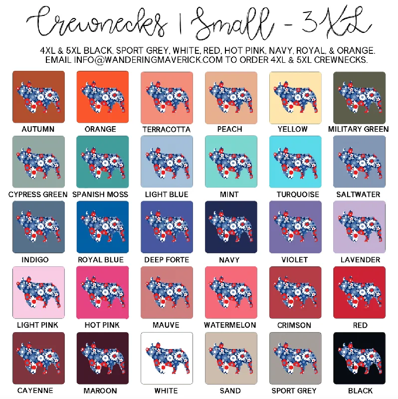 Patriotic Daisy Pig Crewneck (S-3XL) - Multiple Colors!