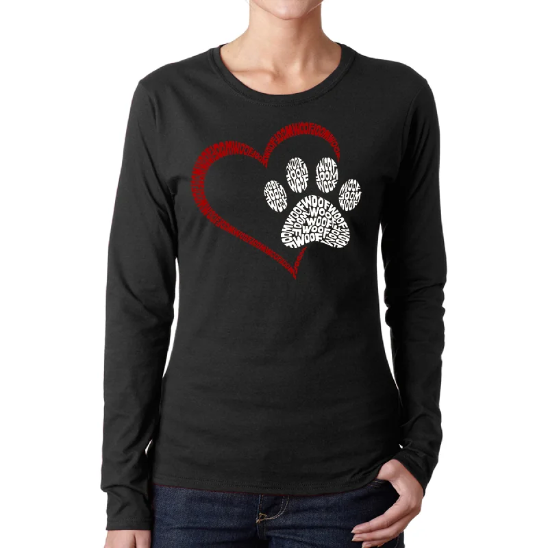 Paw Heart - Women's Word Art Long Sleeve T-Shirt