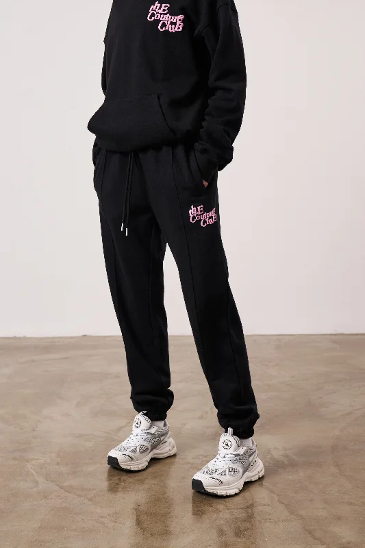 MULTI FONT MEMBERS ONLY JOGGERS - BLACK