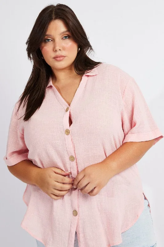 Pink Relaxed Shirt Short Sleeve