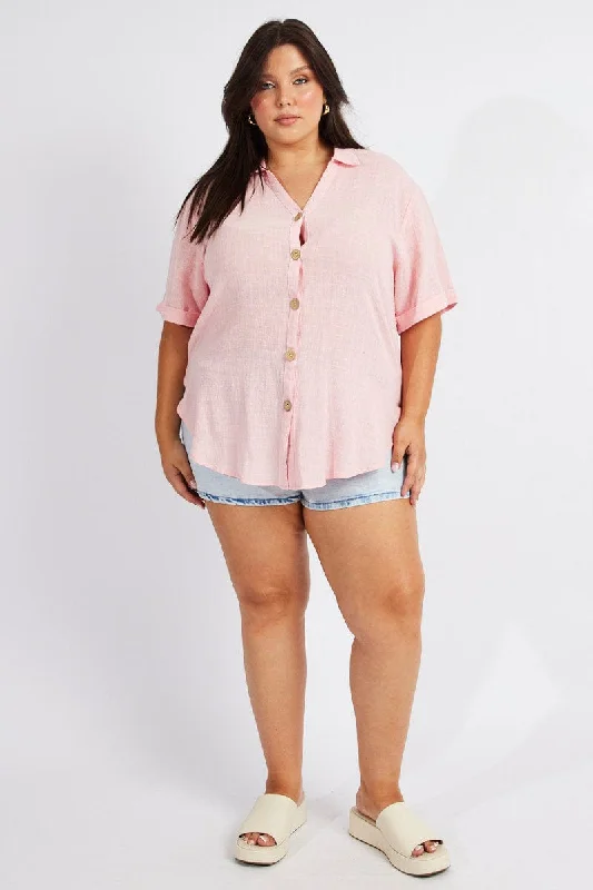 Pink Relaxed Shirt Short Sleeve