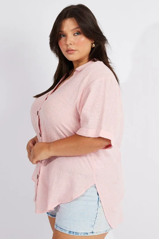 Pink Relaxed Shirt Short Sleeve