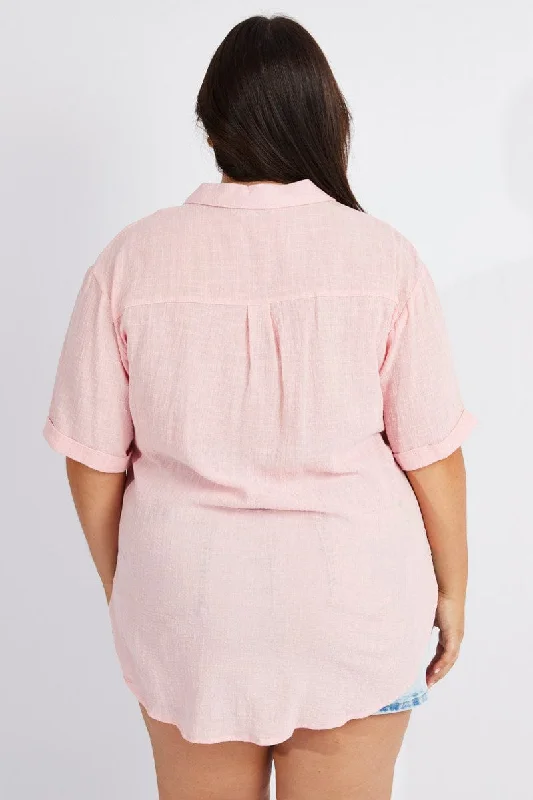 Pink Relaxed Shirt Short Sleeve