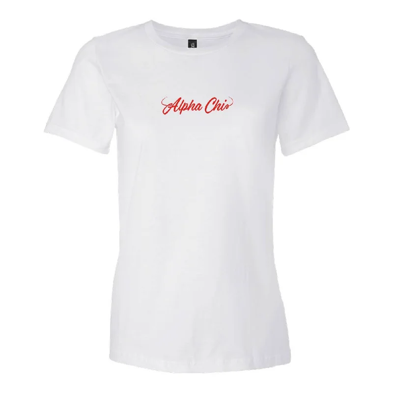 Red Cursive Embroidered Baby Tee <br> (sororities A-D)