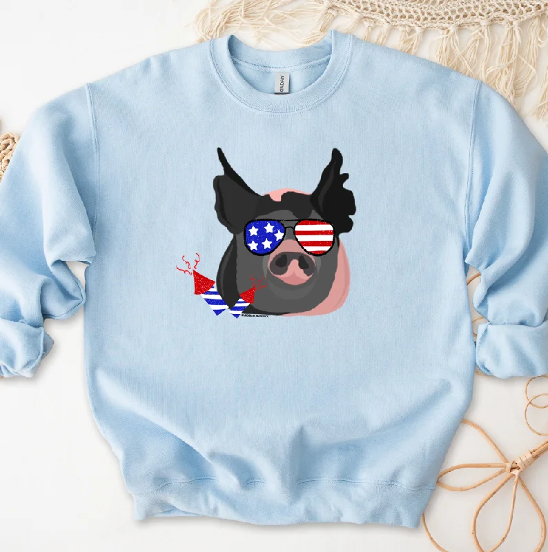 Red White & Blue Pig Crewneck (S-3XL) - Multiple Colors!