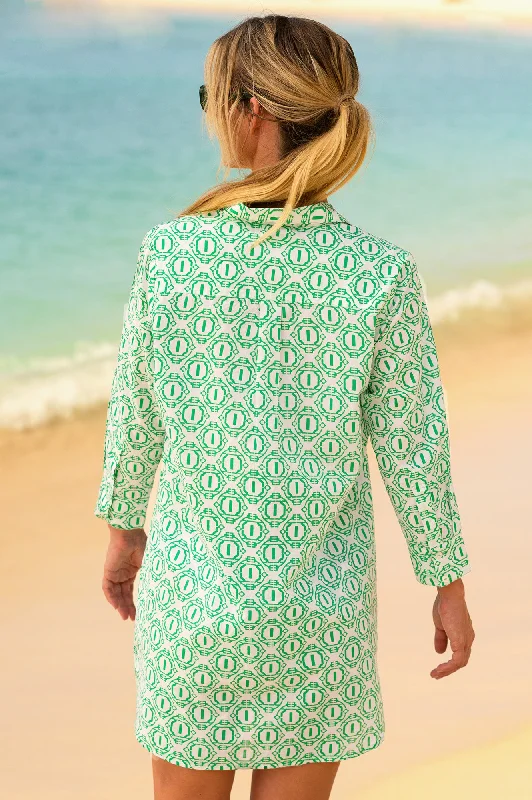 Saffron Beach Shirt | Circle Geo Green