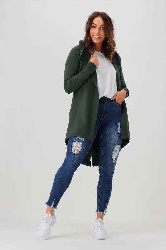 Silent Theory Ashleigh Hooded Cardigan Bottle Green