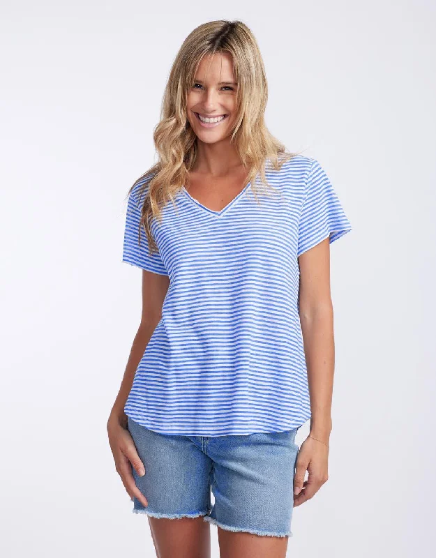 Sorbet Stripe Vee Neck Tee - Gelati Denim