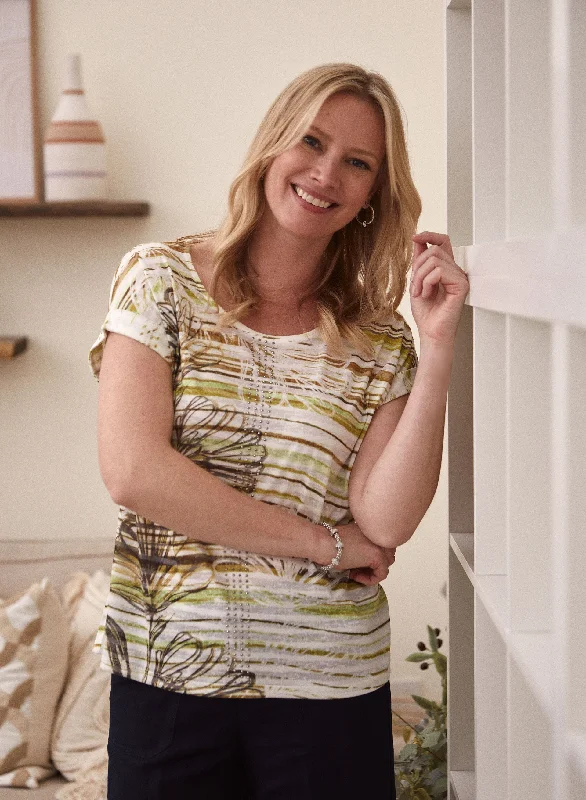 Striped Floral Print Tee