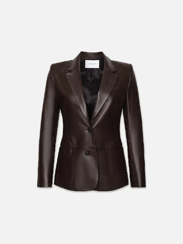 The Femme Leather Blazer -- Espresso